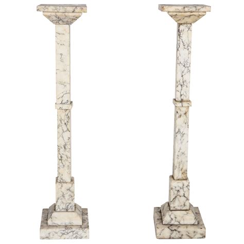 Pair Marble Pedestals With Black Veining For Sale At 1stdibs