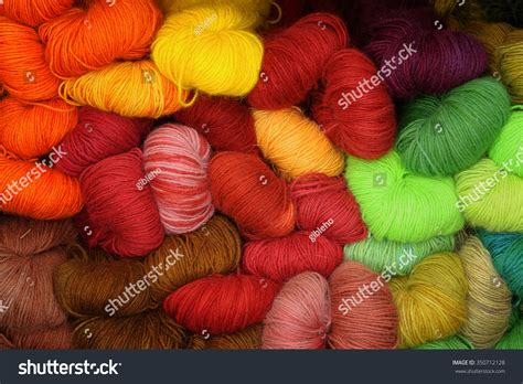 A Large Collection Of Different Colored Wool Stock Photo 350712128
