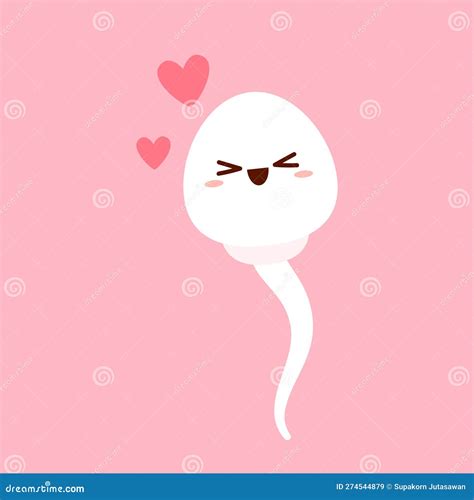 Cute Happy Funny Sperm Cell And Ovum Vector Flat Line Cartoon Stock Vector Illustration Of