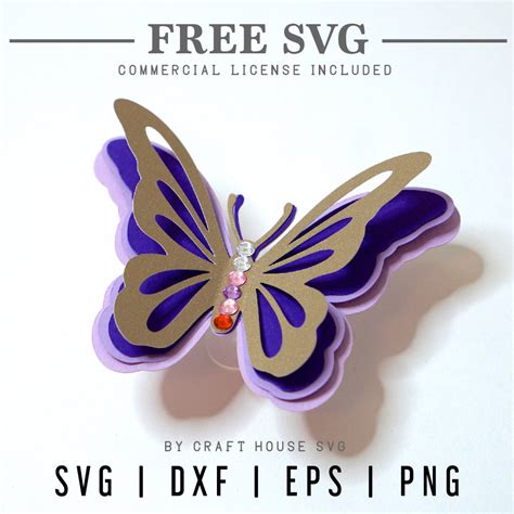 FREE 3D Layered Butterfly SVG cut file - Craft House SVG
