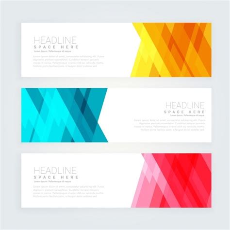 Free Vector Set Of Elegant Colorful Abstract Headers