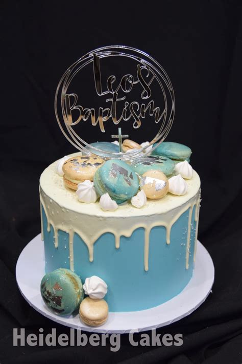 Christening Boy 1 – Drip and Macaroon – Heidelberg Cakes