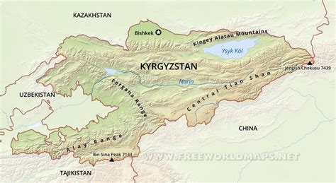 Kyrgyzstan Physical Map
