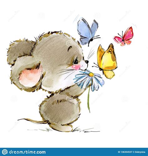 Иллюстрация акварели мыши мультфильма Милые мыши Иллюстрация штока иллюстрации насчитывающей