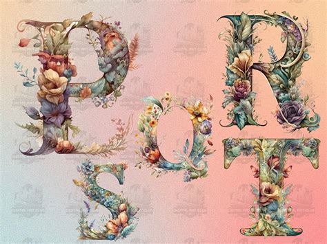 26 Watercolor Floral Alphabet Letters Clipart Magical Etsy