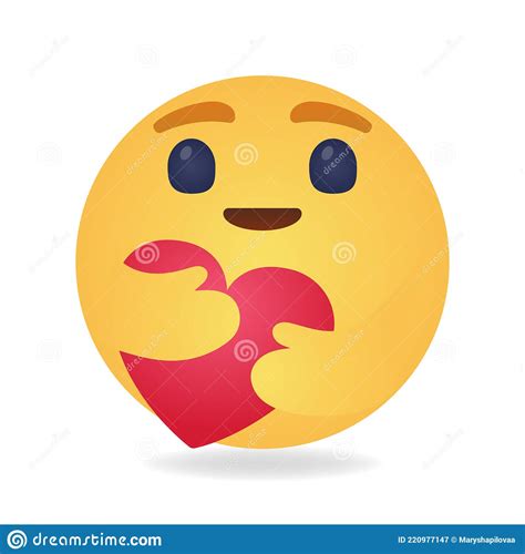 Vector Emoticon Hugging Heart Yellow Emoji Expressing Sympathy Stock Vector Illustration Of