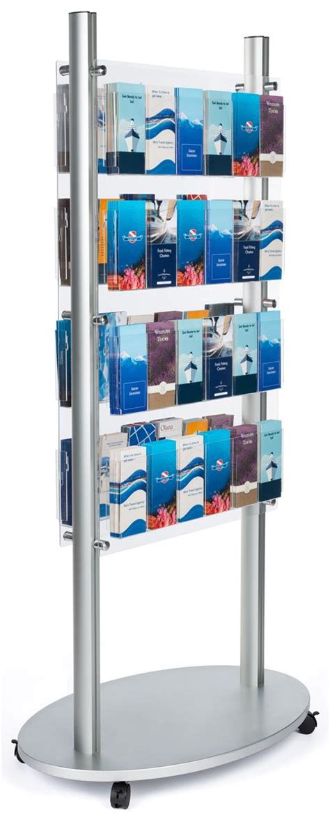Adjustable Acrylic Floor Brochure Display Stand Double Sided