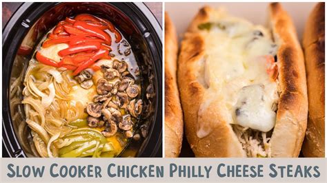 Slow Cooker Chicken Philly Cheese Steaks Youtube