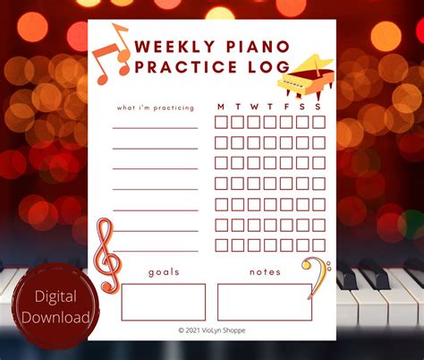 Piano Weekly Practice Chart Printable Practice Charts For Music