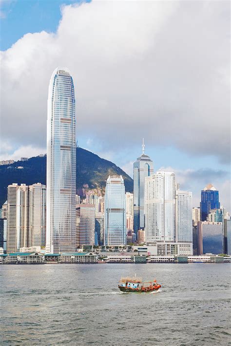 Skyline Of Central Hong Kong Island From Victoria Harbour Hong Kong