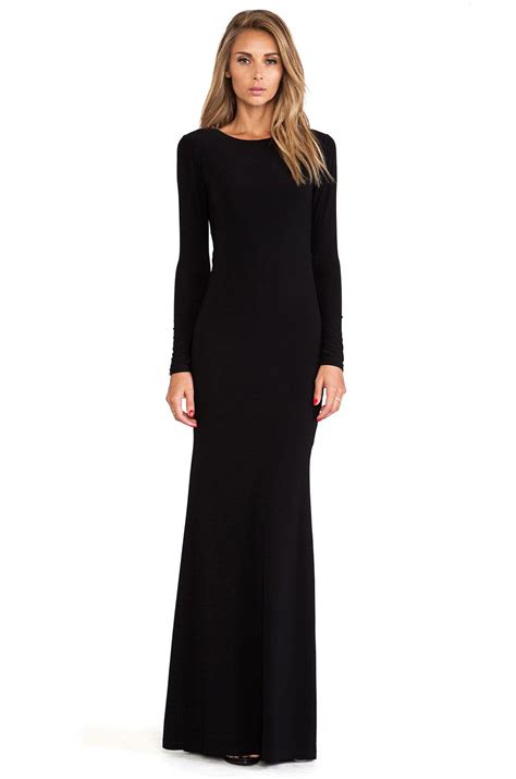 Alice Olivia Long Sleeve Maxi Dress In Black Revolve Long Sleeve Black Maxi Dress Long