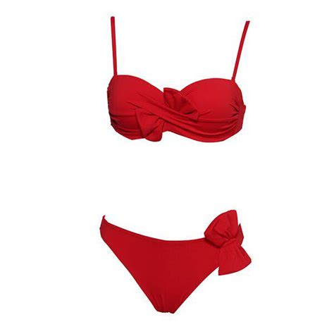 Buy Andzhelika Push Up Bikinis Women Swimsuit Solid Bow Bikini Set Fold Bathing Suit Swimwear