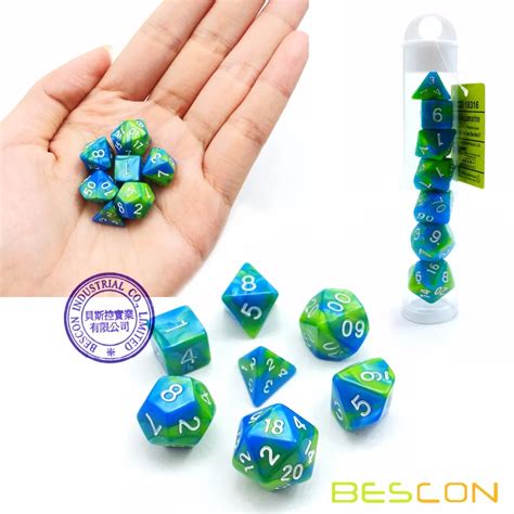 Bescon Mini Gemini Two Tone Polyhedral Rpg Dice Set 10mm Small Mini