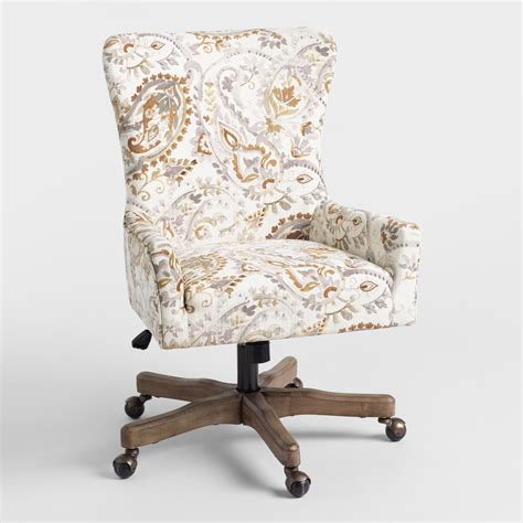 Brown And Gray Paisley Trystan Upholstered Home Office Chair Natural