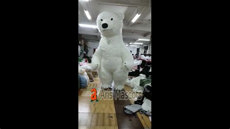 10ft Huge Inflated Polar Bear Costume Adult Blow Up Fur Plush Mascot