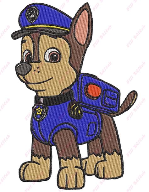 Chase Paw Patrol Filled 02 Embroidery Design Instant Download Chase