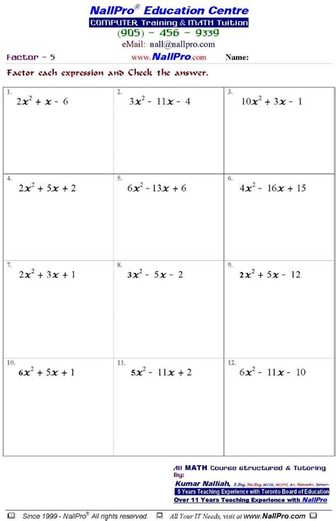 The worksheet variation number is not printed with the worksheet on purpose so others cannot simply look up the answers. Tenth Grade Math Worksheets