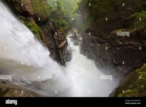 The 80m High Waterfall Pailón Del Diablo Devils Gorge In Baños
