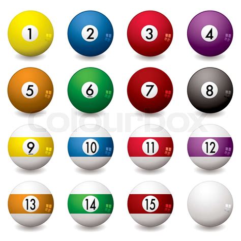 Collection Of Pool Balls Numbered From One To Fifteen With Shadow