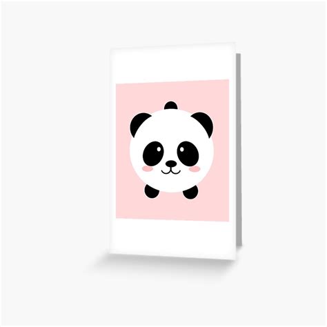 Lovely Kawai Panda Bear Greeting Card By Eugeniaart Redbubble