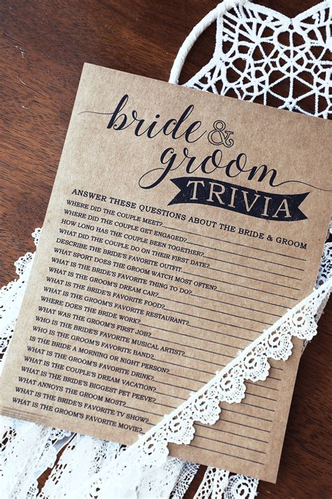Bride And Groom Trivia Bridal Shower Game Bridal Shower Etsy