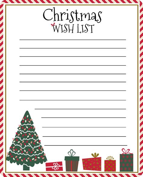 Printable Christmas List Paper