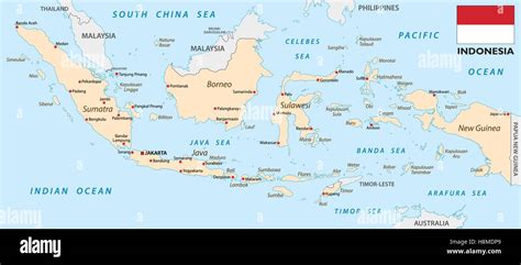 Indonesia Mapa Con Bandera Imagen Vector De Stock Alamy