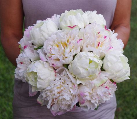 Pink and white peoney wedding bouquets. Wedding Natural Touch Blush Pink And White Peony Silk ...