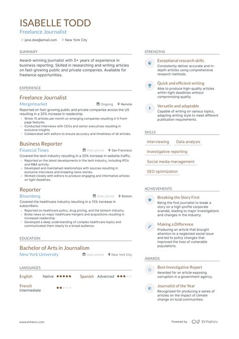 5 Freelance Journalist Resume Examples And Guide For 2023