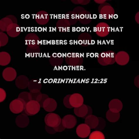 1 Corinthians 1225 So That There Should Be No Division In The Body
