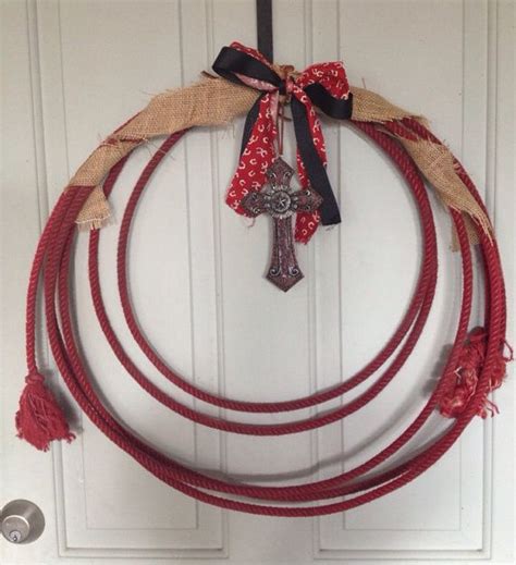 Roping Rope Wreath Cross Burlap Western Home By Dixiecowgirls 3500