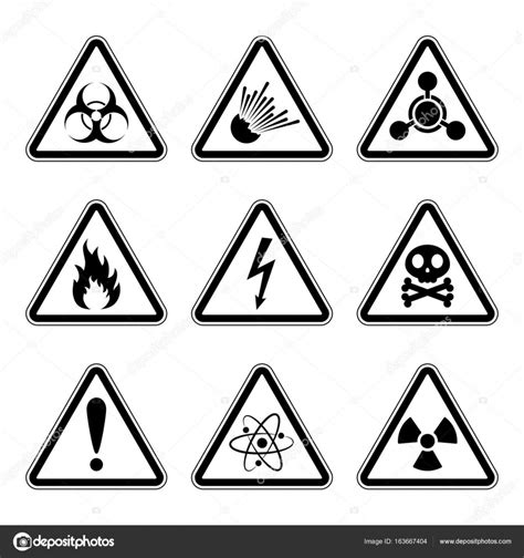 Set Of Warning Danger Signs Vector Illustration — Stock Vector