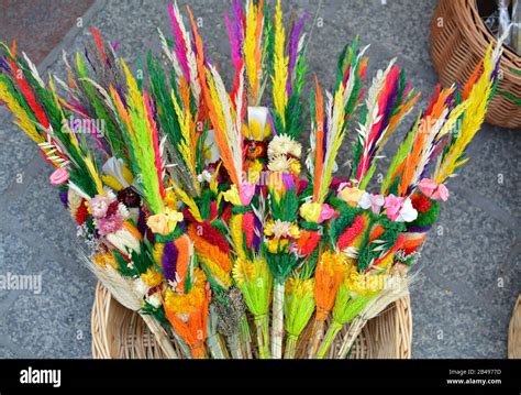 Traditional Polish Easter Palms For Celebration Of Palm Sunday Stock