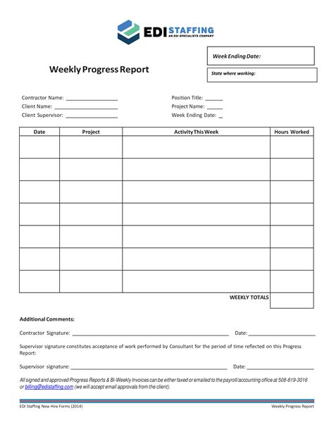Contractor Weekly Progress Report Templates At