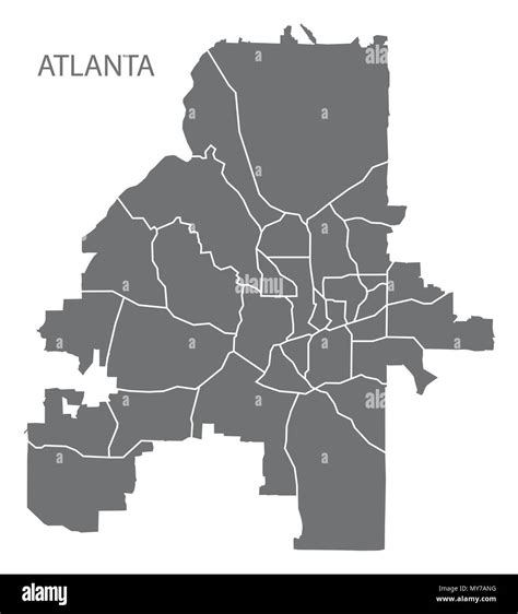 Mapa De La Ciudad De Atlanta Georgia Con Barrios Gris Forma De Silueta