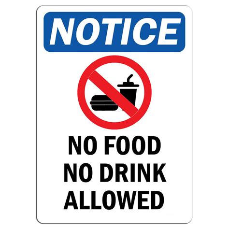 Notice No Food No Drink Allowed Sign With Symbol Safety Notice Signs