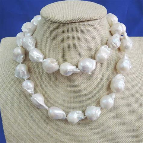 100 Nature Freshwater Baroque Pearl Long Necklace Big Pearlsbaroque