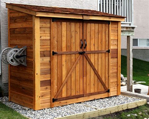 8 Ft W X 4 Ft D Double Door Cedar Wood Storage Shed การออกแบบสวน