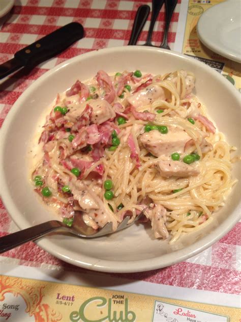 Add onion, garlic and bacon. Delicious Pasta Carbonara from Bucca Di Beppo ️ | Italian recipes, Chicken carbonara recipe ...