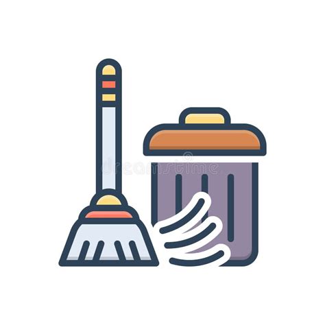 Color Illustration Icon For Clearing Mop And Wipe Stock Illustration