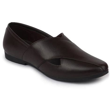 Buy Fausto Men Ethnic Brown Criss Cross Slip On Juttis And Mojaris Online At Best Prices In