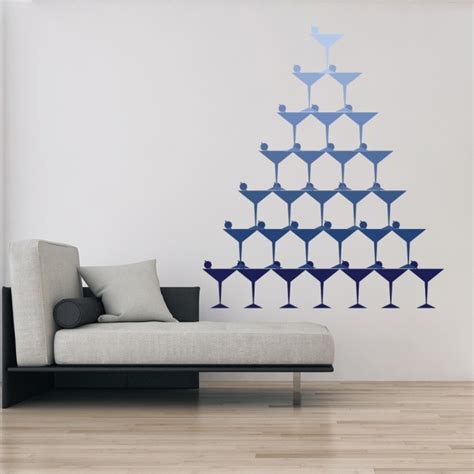 Thin Cocktail Glass Silhouette Wall Sticker Creative Multi Pack Wall Decal Art