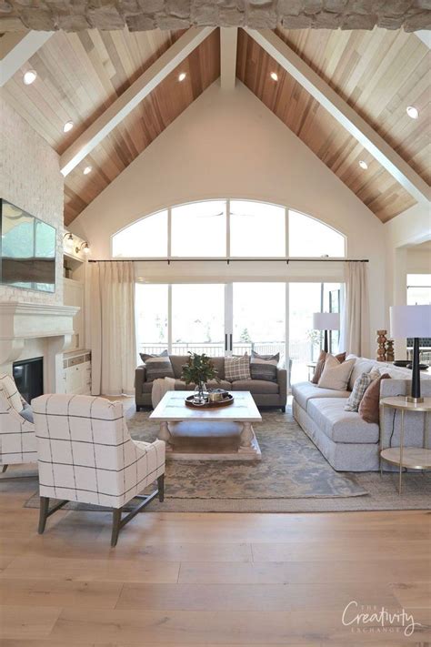 Wood Plank Living Room Cathedral Ceiling Vaulted Ceiling Living Room