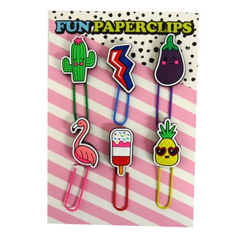 Wiz Art Fun Large Shaped Paper Clips Pack Of 6 Paper Things