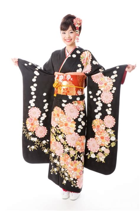 Traditional Black Kimono Dress