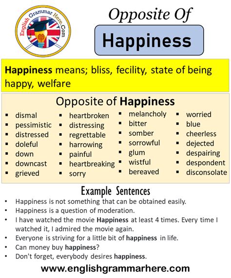 Everybody has something that makes them happy describes someone being willing to do something, especially to help or assist someone else. Opposite Of Happiness, Antonyms of Happiness, Meaning and ...