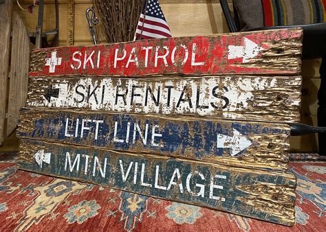 Ski Decor Wood Ski Signs Cabin Sign Ski Patrol Rentals Etsy
