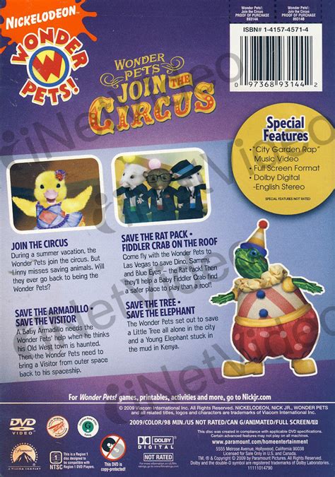 Wonder Pets Join The Circus On Dvd Movie