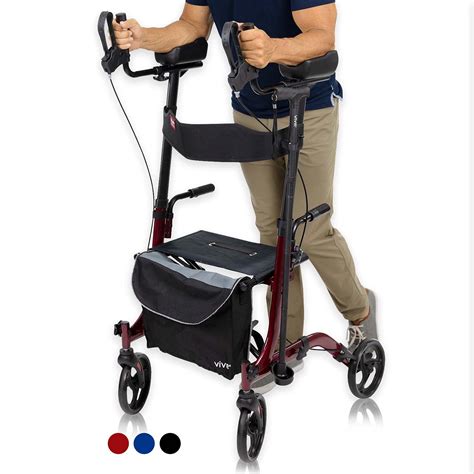 Vive Mobility Upright Rollator Walker For Seniors With Seat And