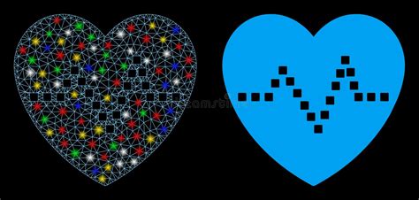 Flare Mesh 2d Heart Pulse Icon With Flare Spots Stock Illustration Illustration Of Disease